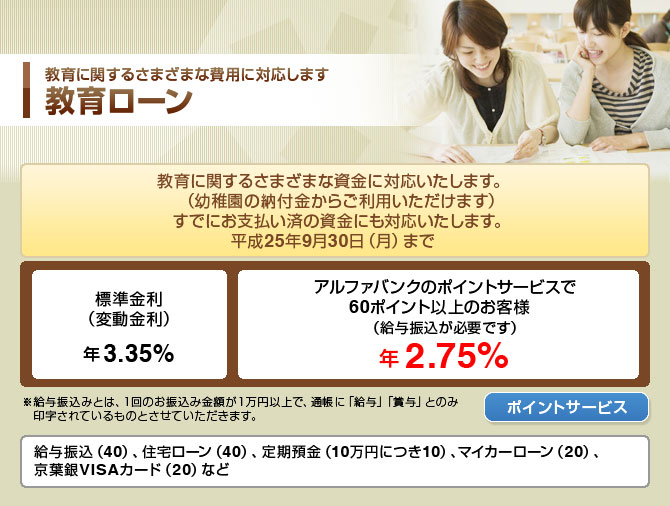 教育に関するさまざまな費用に対応します