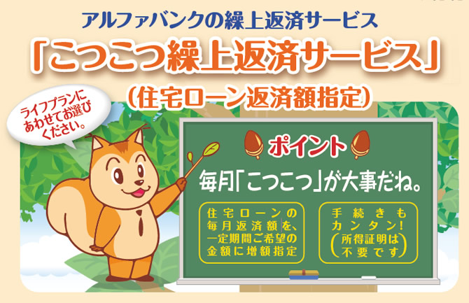 アルファバンクの繰上返済サービス（住宅ローン返済額指定）