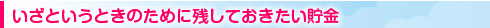 いざというときのために残しておきたい貯金