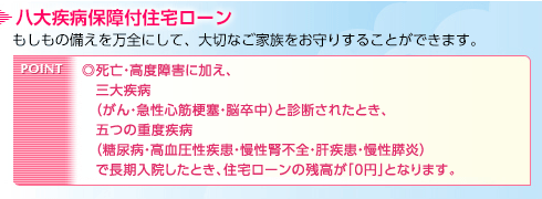 三大疾病特約付住宅ローン