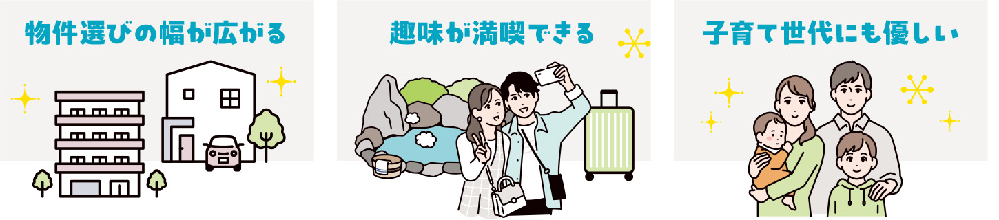 物件選びの幅が広がる 趣味が満喫できる 子育て世代にも優しい