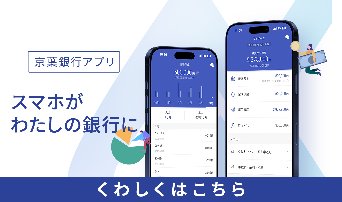 京葉銀行アプリ　スマホがわたしの銀行に　くわしくはこちら